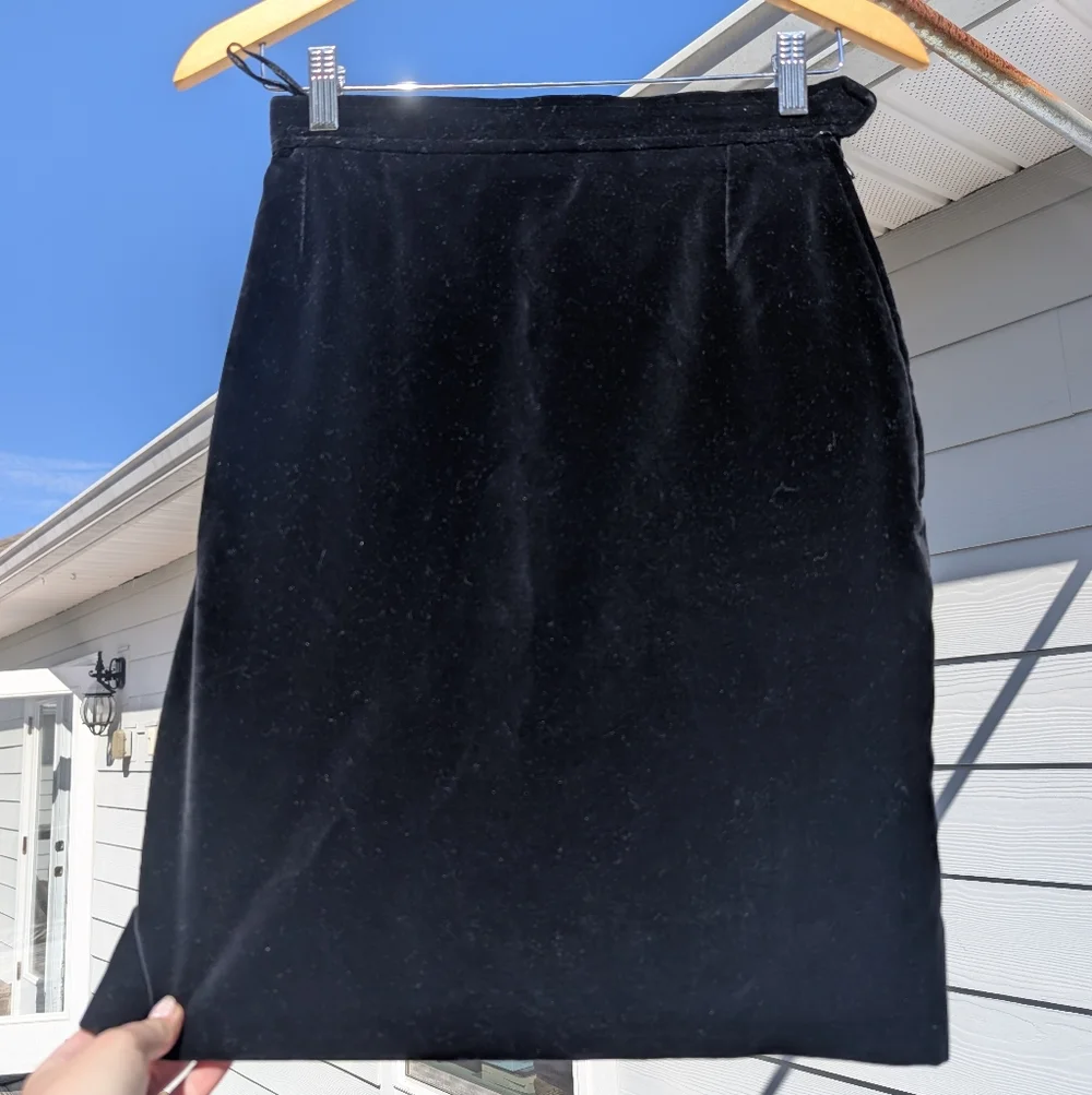 Saint Laurent Skirt Size 6 38 Rive Gauche Black Velvet Pencil Vintage Lined - Picture 3 of 10